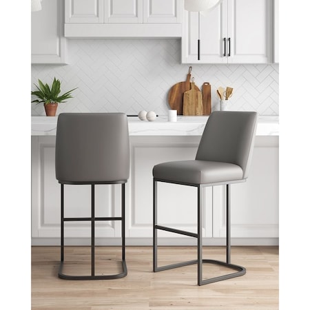 Manhattan Comfort Serena Barstool in Grey, 2PK 2-BS020-GY